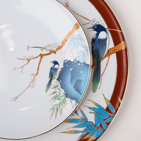 Lucky Art - Luckyart Alysia Kuş Desenli 6'lı Porselen Servis Tabağı Seti 28 cm (1)