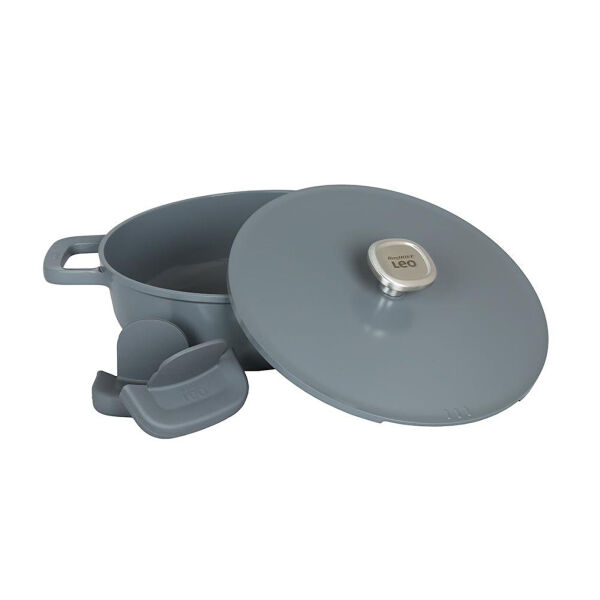 Berghoff 1+1 Hediye Leo Phantom Kapakli Yapişmaz Sote Tavasi 28 Cm Smoked Grey - 3