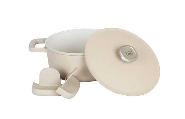 Berghoff 1+1 Hediye Leo Phantom Kapakli Yapişmaz Tencere 24 Cm Latte - 3