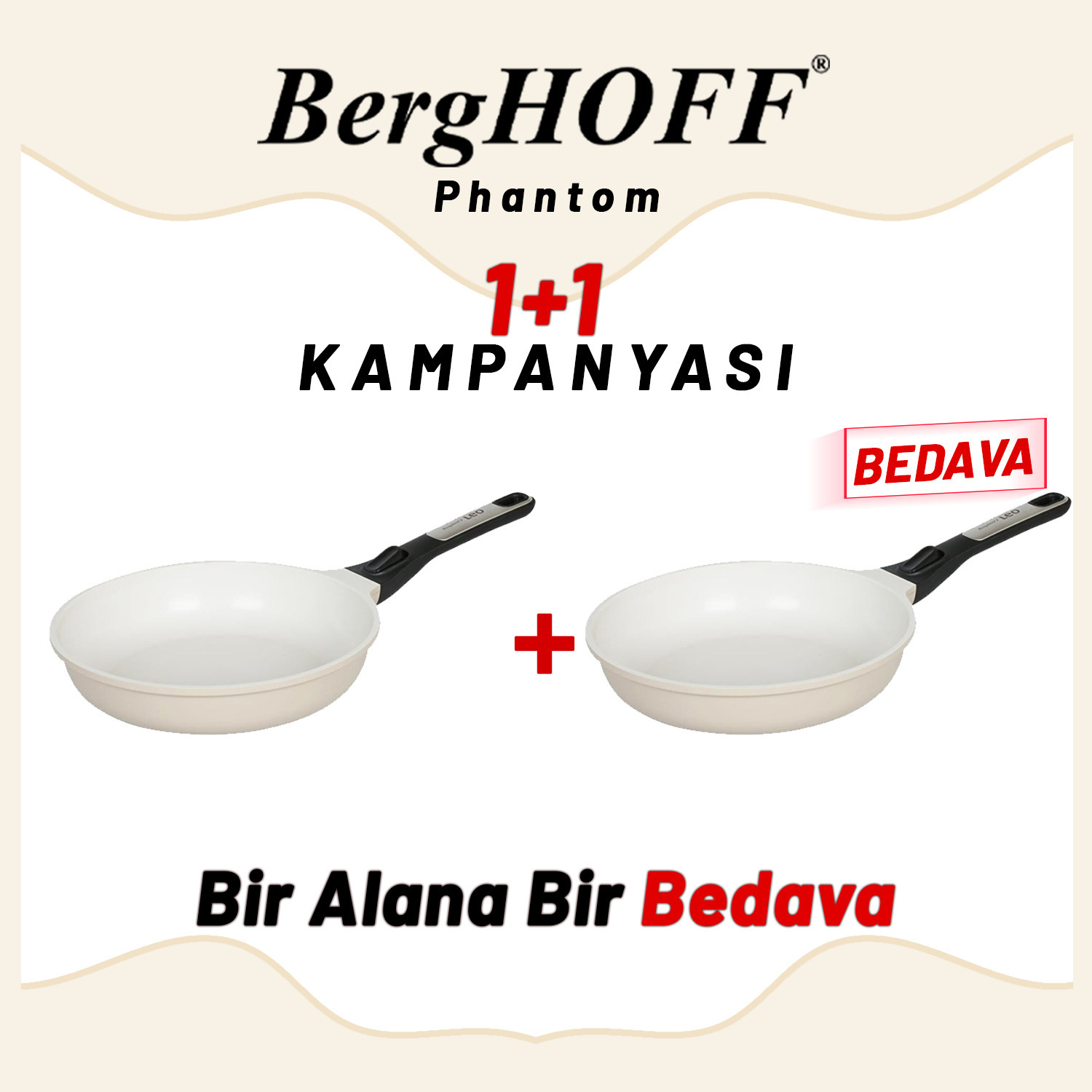 Berghoff 1+1 Hediye Leo Phantom Kızartma Tavası 28Cm Latte - 2