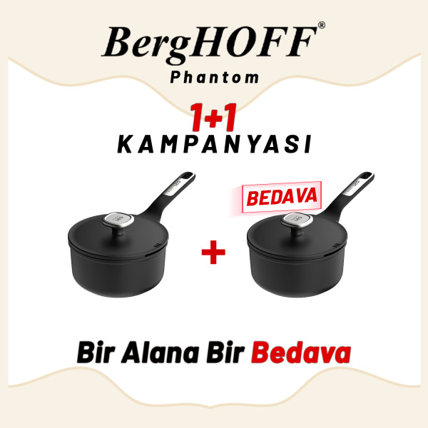 Berghoff 1+1 Hediye Leo Phantom Yapışmaz Kapaklı Sos Tenceresi 18 cm (1)