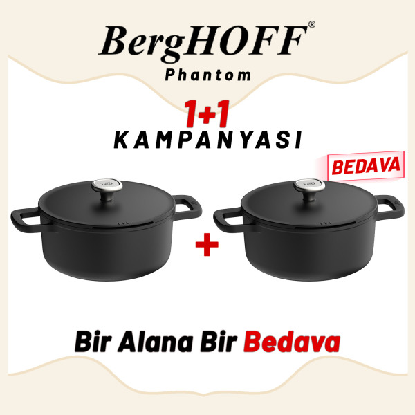Berghoff 1+1 Hediye Leo Phantom Yapışmaz Kapaklı Tencere 24 cm (1)