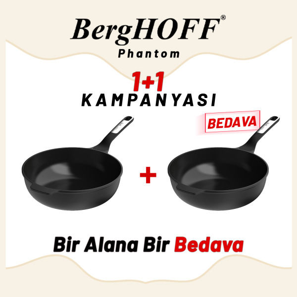 Berghoff 1+1 Hediye Leo Phantom Yapışmaz Wok Tava 28 cm (1)
