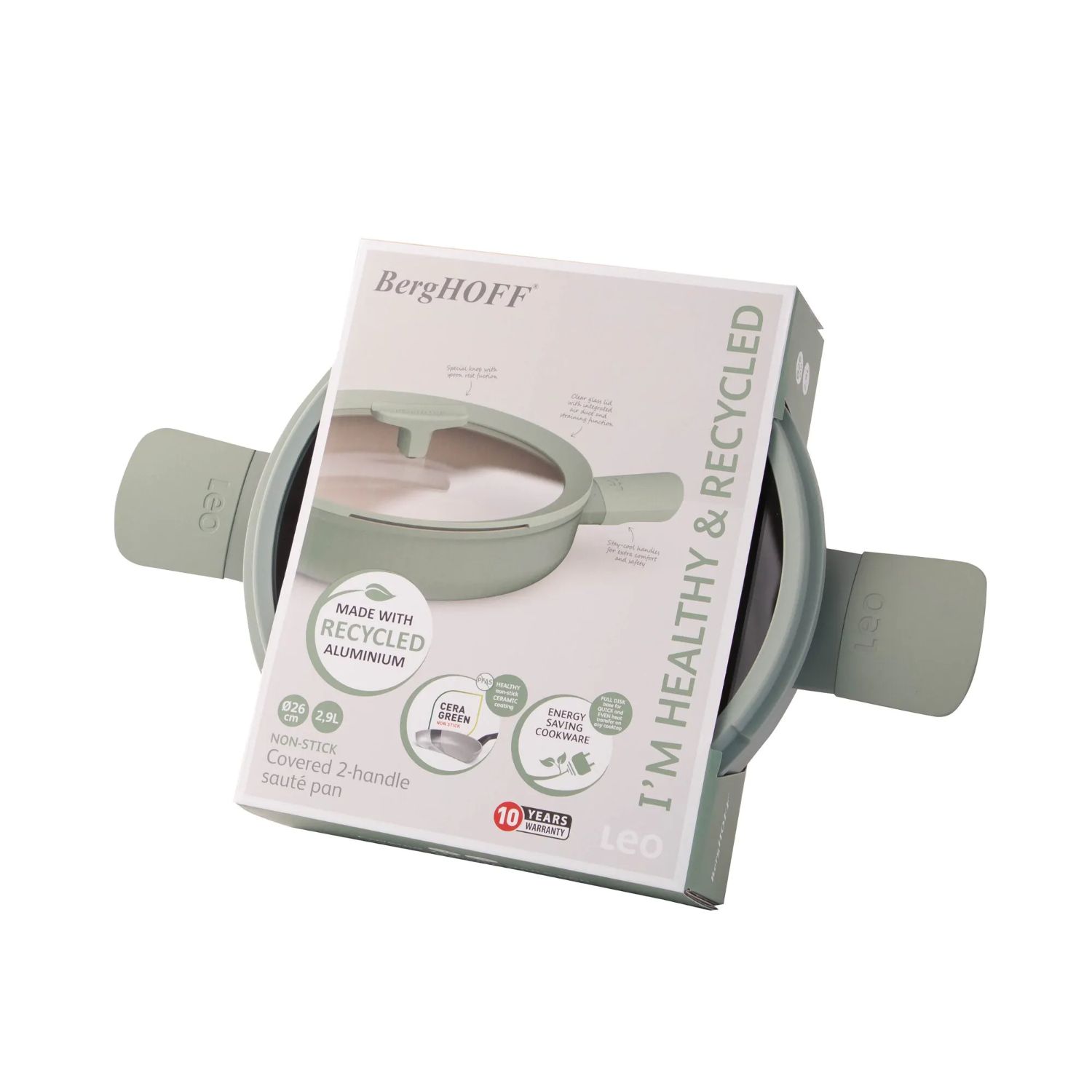 Berghoff Balance Sage Yapışmaz Seramik Kapaklı İki Saplı Sote Tavası 26 cm - 3