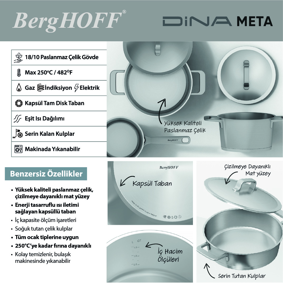 Berghoff Dina Meta 7 Parça Tencere Seti - 2