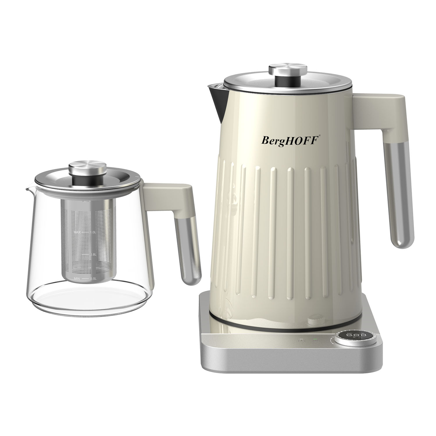 BergHOFF GEM 1.7 Litre Krem Gümüş Kulplu Çay Makinesi - 3