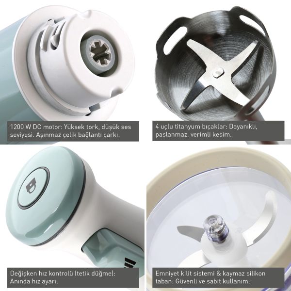 Berghoff Gem Retro 1200 W Krem Rengi El Blender Seti - 3