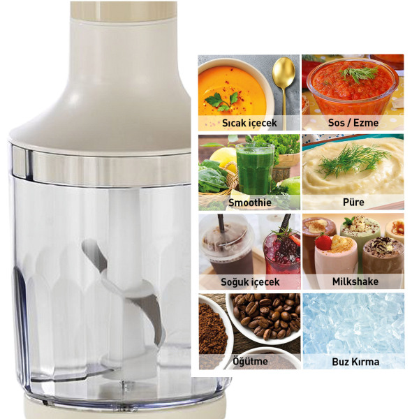 Berghoff Gem Retro 1200 W Krem Rengi El Blender Seti - 2