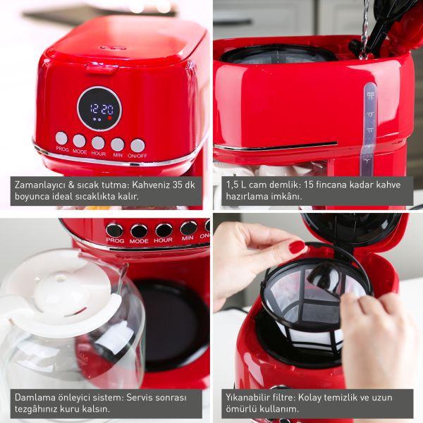 BergHOFF GEM RETRO 15 bardak Vanilya Krem Rengi Filtre Kahve Makinesi - 3