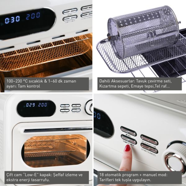 Berghoff Gem Retro 18 Litre Mint Yeşil Rengi Airfryer + Firin - 3