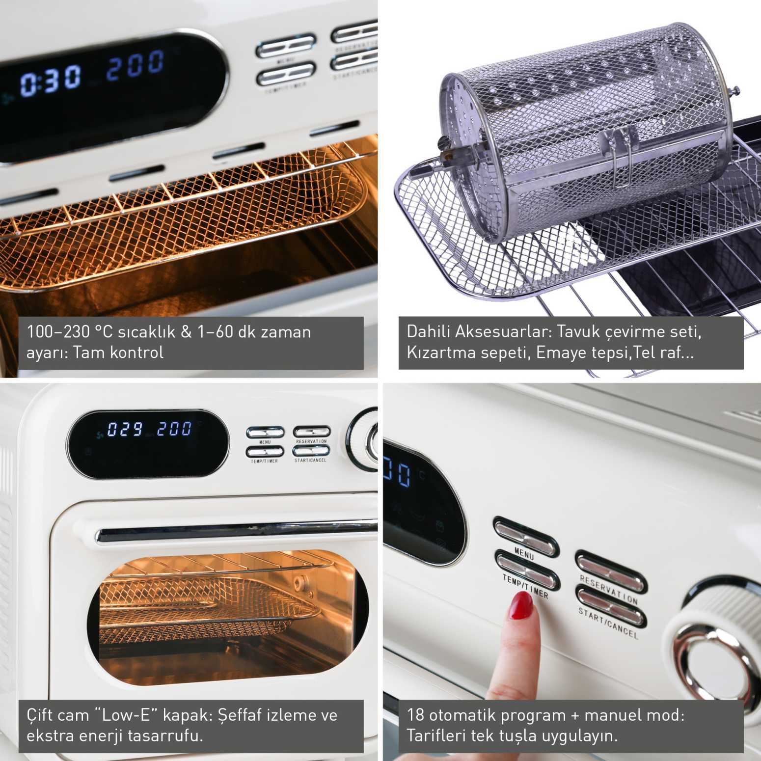 Berghoff Gem Retro 18 Litre Mint Yeşil Rengi Airfryer + Firin - 3