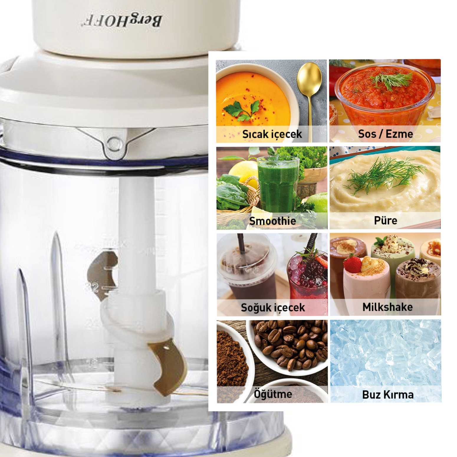 Berghoff Gem Retro 500 W Mint Yeşili Kişisel Blender Ve Doğrayici - 3