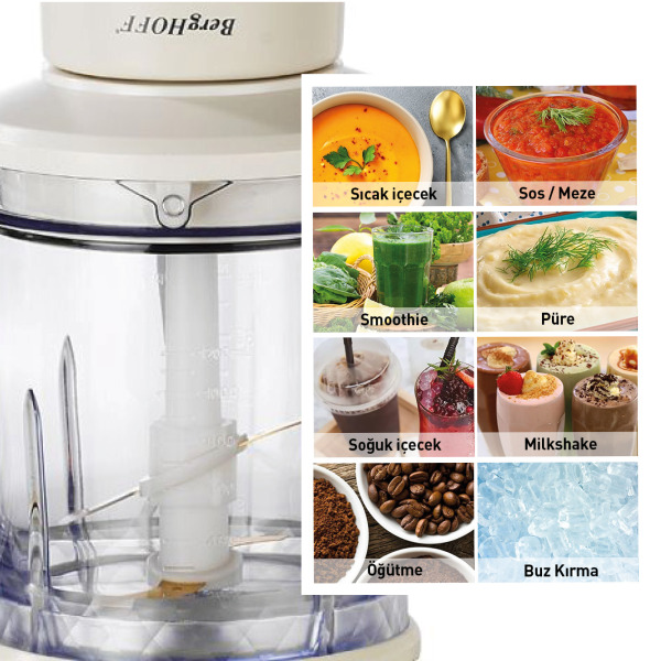Berghoff Gem Retro 500 W Krem Rengi Kişisel Blender Ve Doğrayici - 4