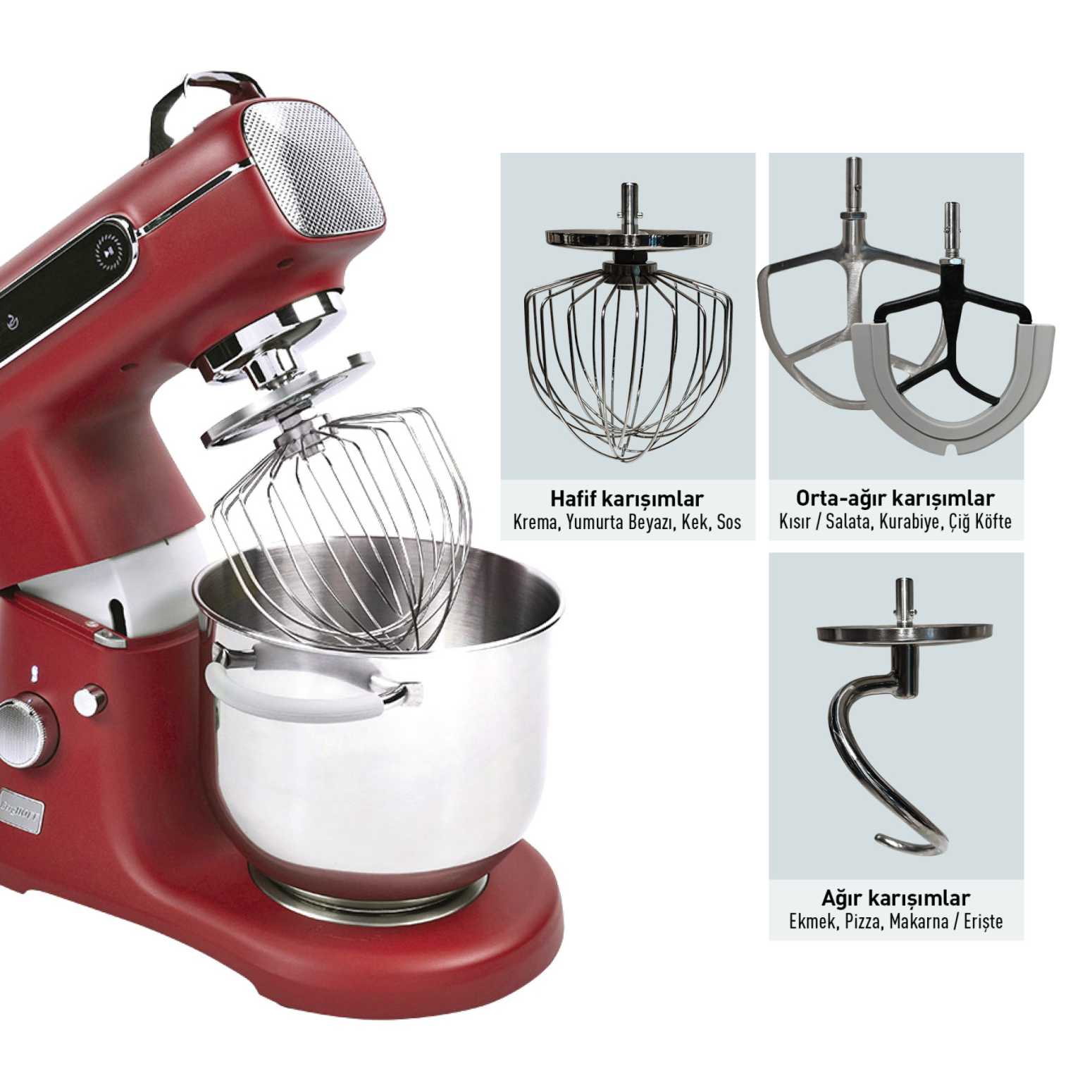 BergHOFF GEM RETRO 7 L Kırmızı Artisan Yüksek Performans Stand Mikser - 2