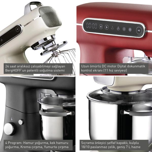 BergHOFF GEM RETRO 7 L Siyah Artisan Yüksek Performans Stand Mikser - 3