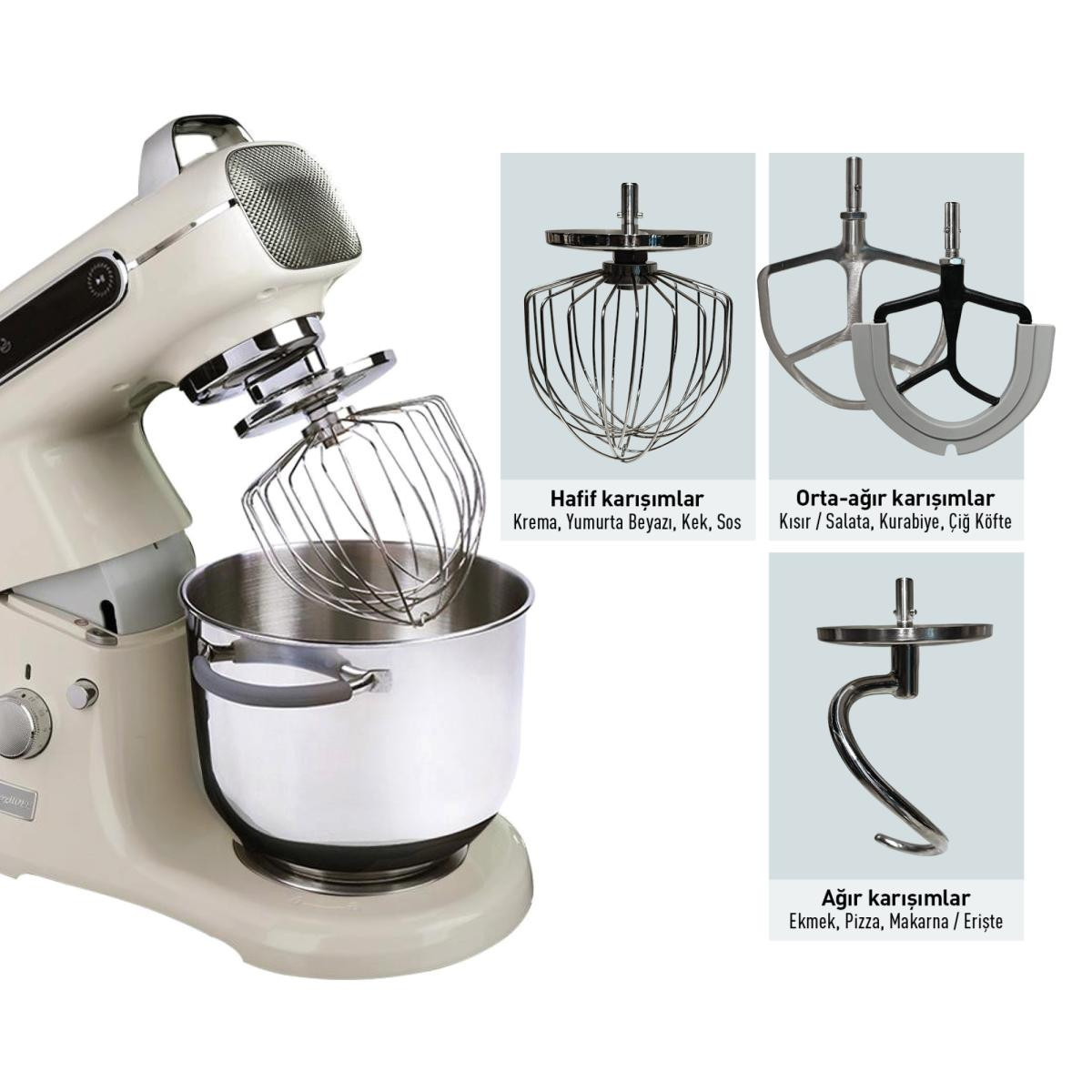 BergHOFF GEM RETRO 7 L Vanilya Krem Rengi Artisan Yüksek Performans Stand Mikser - 2