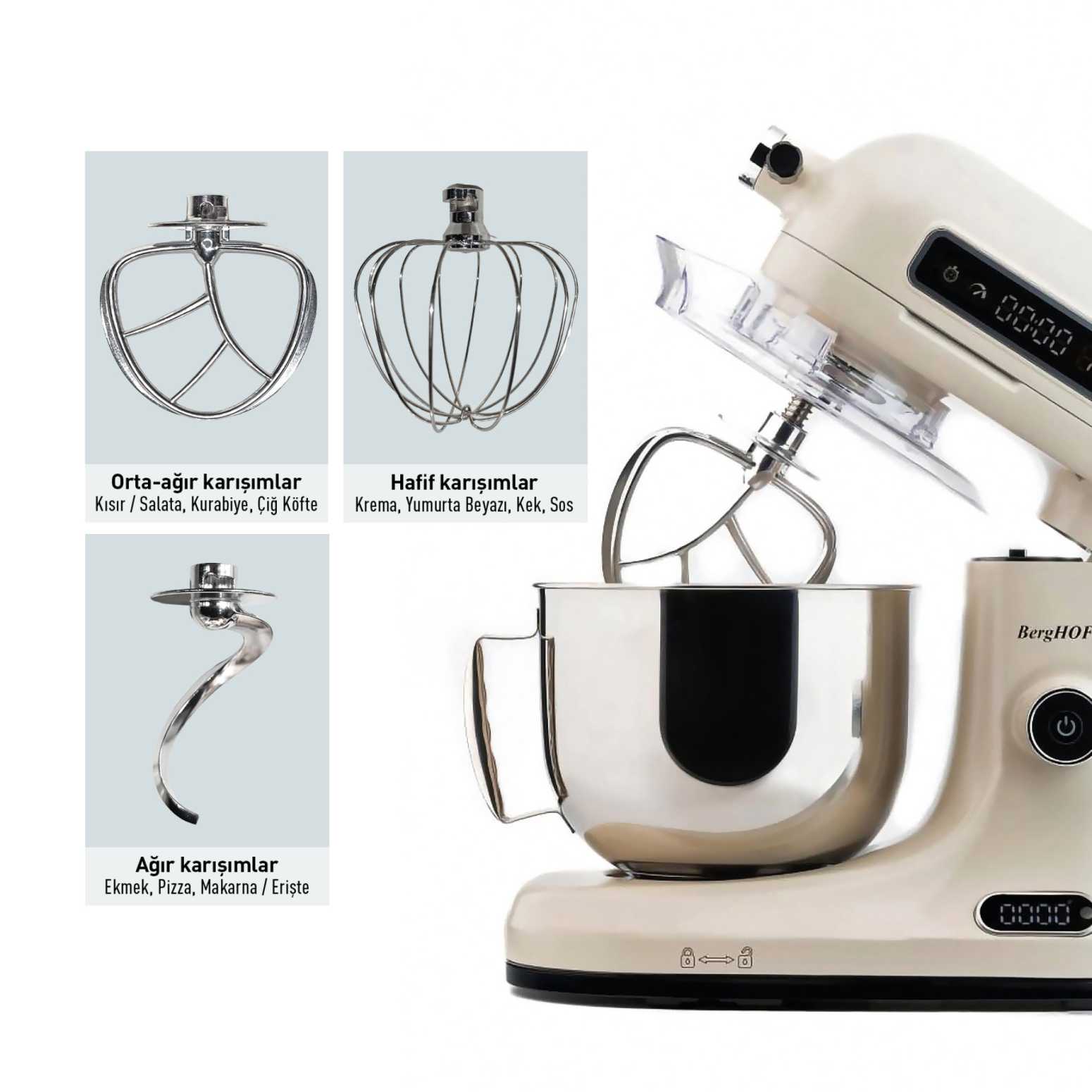 BergHOFF GEM RETRO 5 Lt Vanilya Krem Rengi Stand Mikser - 2