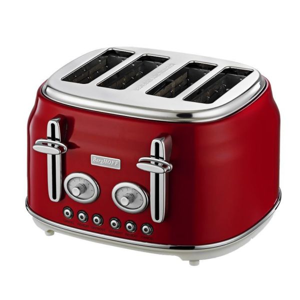 BERGHOFF - Berghoff Gem Retro Kırmızı Dört Dilim Ekmek Kızartma Makinesi BERGHOFF - Berghoff Gem Retro Kırmızı Dört Dilim Ekmek Kızartma Makinesi