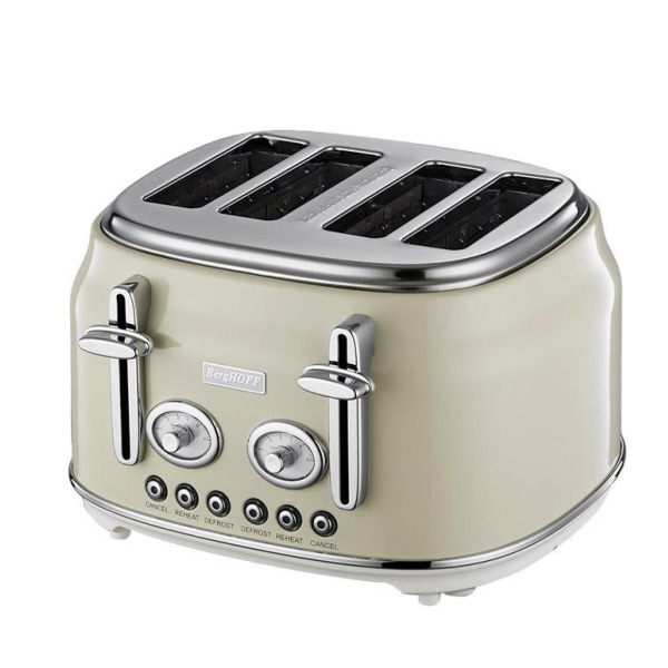 BergHOFF GEM RETRO Krem Rengi Dört Dilim Ekmek Kızartma Makinesi