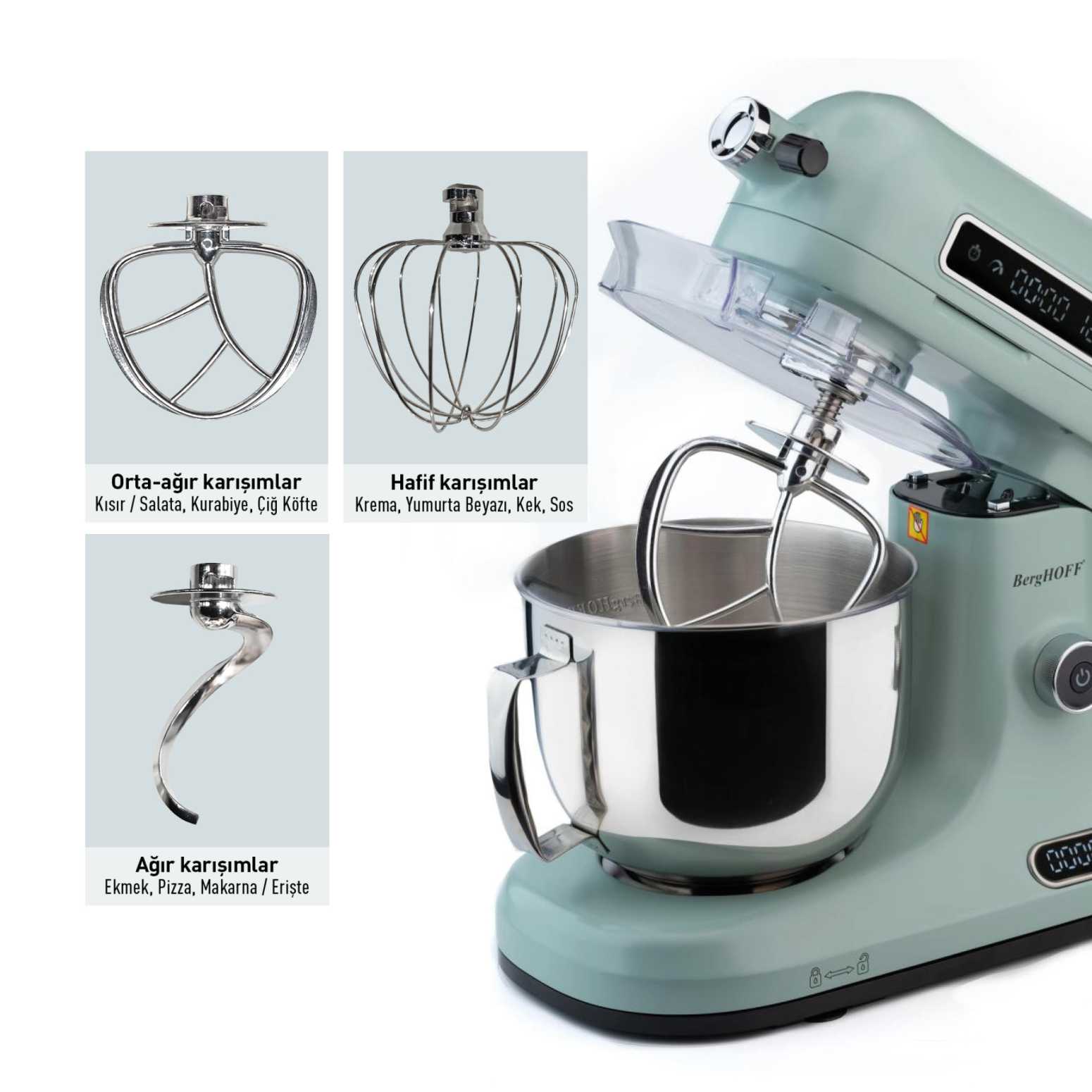 BergHOFF GEM RETRO 5 Lt Mint Yeşil Stand Mikser - 2