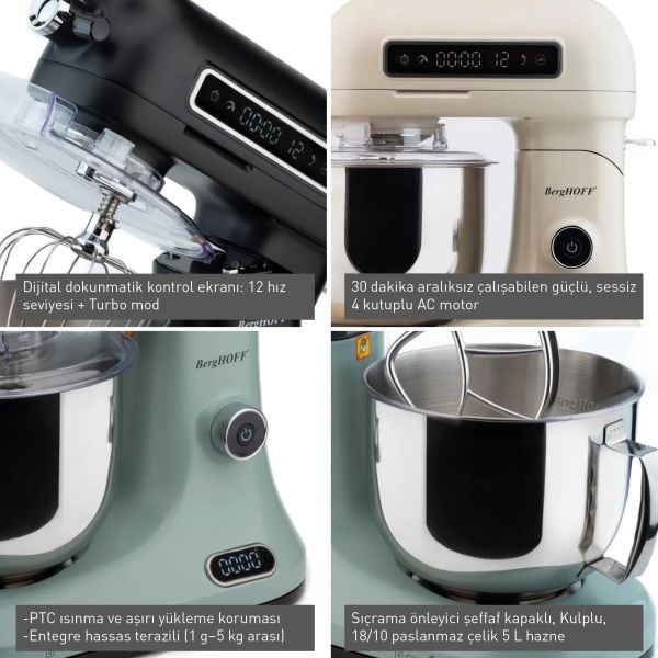 BergHOFF GEM RETRO 5 Lt Mint Yeşil Stand Mikser - 3