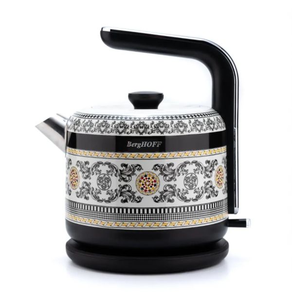 BERGHOFF - BergHOFF GEM ROYAL Margery 1.7 Litre Siyah Sarı Desenli Su Isıtıcısı
