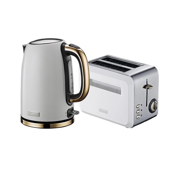 BERGHOFF - Berghoff Gem Titan Set 1.7 Litre Parlak Beyaz Gold Su Isiticisi + Iki Dilim Ekmek Kizartma Makinesi