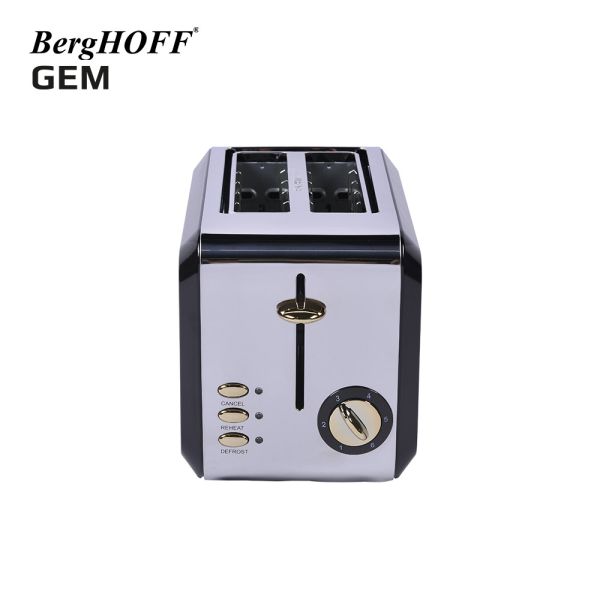 BERGHOFF - BergHOFF GEM TITAN 1.7 Litre Parlak Gümüş Siyah İki Dilim Ekmek Kızartma Makinesi (1)