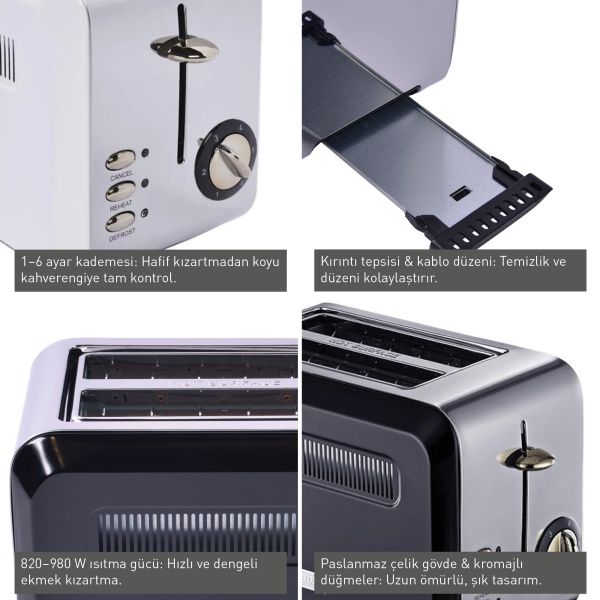 Berghoff Gem Titan Parlak Gümüş Siyah İki Dilim Ekmek Kızartma Makinesi - 3