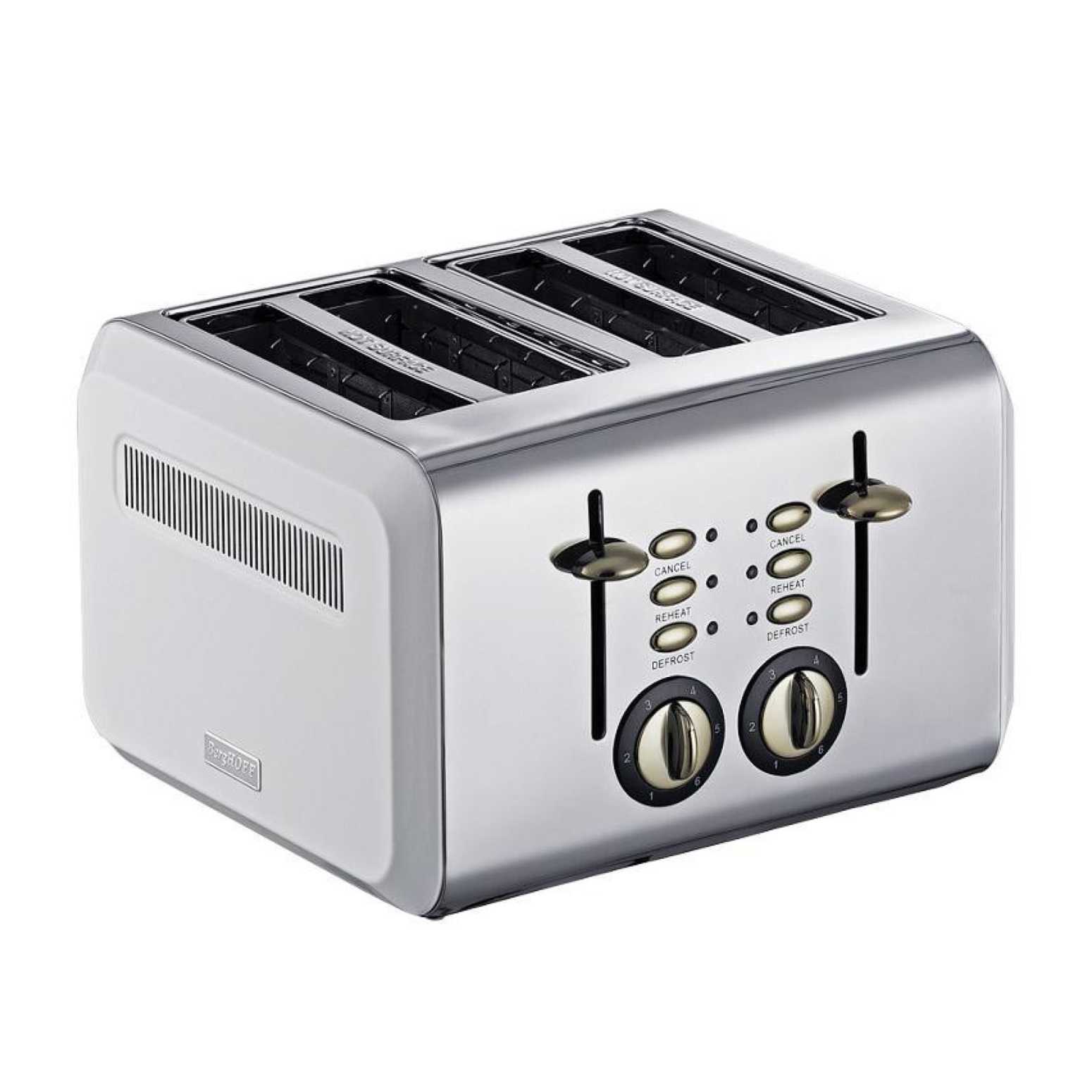 BergHOFF GEM TITAN Parlak Gümüş Beyaz Dört Dilim Ekmek Kızartma Makinesi - 1