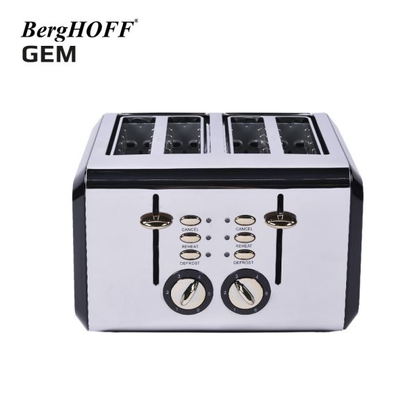 BERGHOFF - BergHOFF GEM TITAN Parlak Gümüş Siyah Dört Dilim Ekmek Kızartma Makinesi (1)