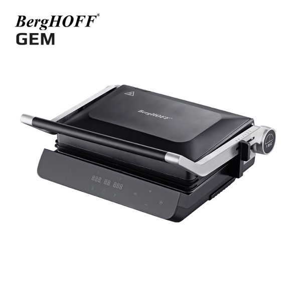Berghoff Gem Titan Siyah Çelik Kapaklı Contact Izgara ve Tost Makinesi