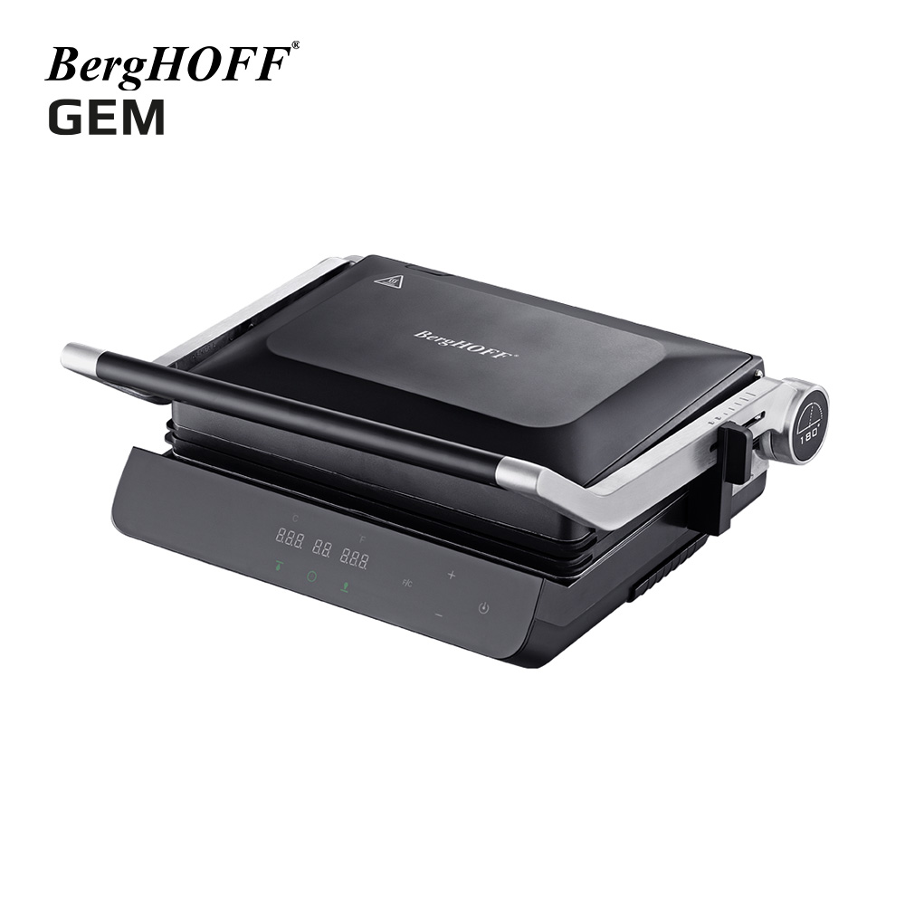 BergHOFF GEM TITAN Siyah Çelik Kapaklı Contact Izgara ve Tost Makinesi - 1