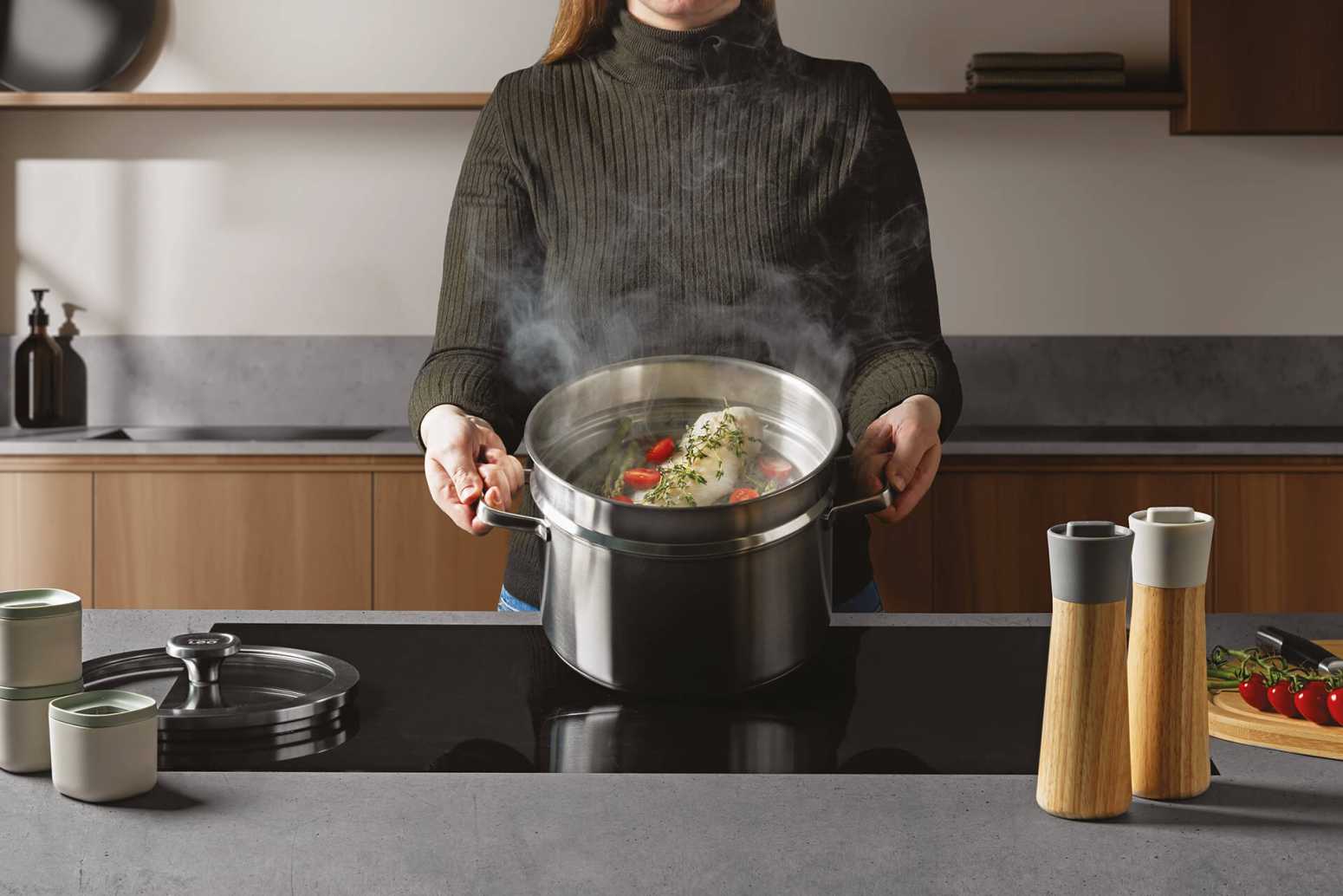 Berghoff Graphite 18/10 Paslanmaz Çelik Buharda Pişirici Süzgeç 20-24 cm - 5