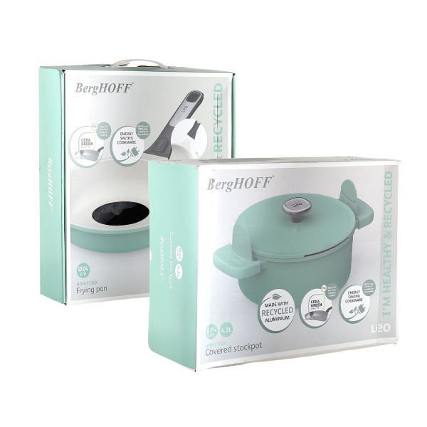 BERGHOFF - Berghoff Leo Phantom Kapaklı Yapışmaz Tencere + Kızartma Tavası 24 Cm Forest Green (1)
