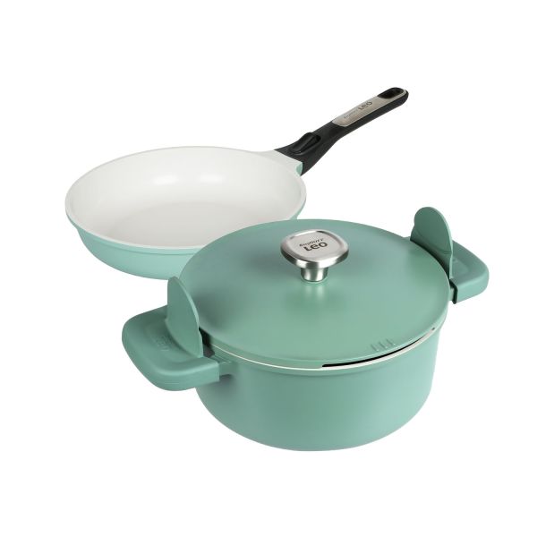 Berghoff Leo Phantom Kapakli Yapişmaz Tencere 24 Cm  + Kizartma Tavasi  24 Cm Forest Green - 1