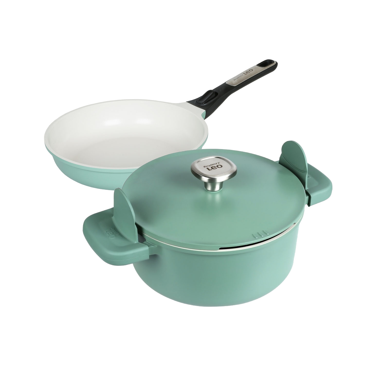 Berghoff Leo Phantom Kapakli Yapişmaz Tencere 24 Cm  + Kizartma Tavasi  24 Cm Forest Green - 1