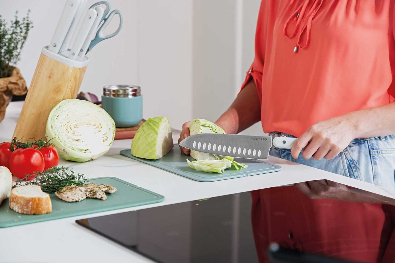 Berghoff Leo 18/10 Paslanmaz Çelik Beyaz Santoku bıçağı 17,5 cm - 2