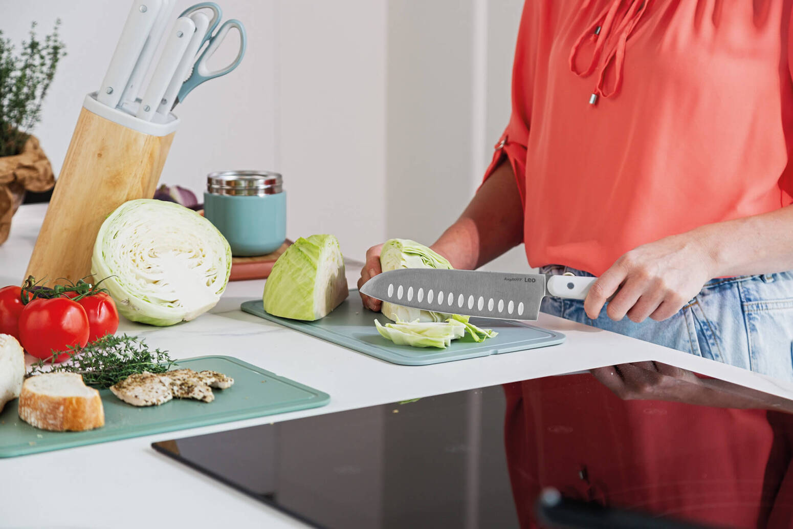 Berghoff Leo 18/10 Paslanmaz Çelik Beyaz Santoku bıçağı 17,5 cm - 2