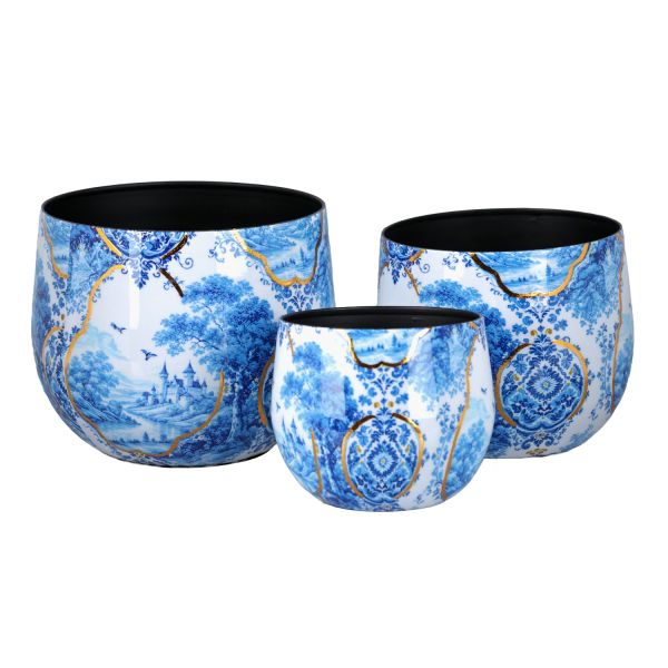Blue Heritage Dekoratif 3'Lü Saksı Seti