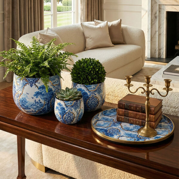 Blue Heritage Dekoratif 3'Lü Saksı Seti (1)