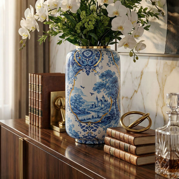 Blue Heritage Dekoratif Vazo 20cm (1)