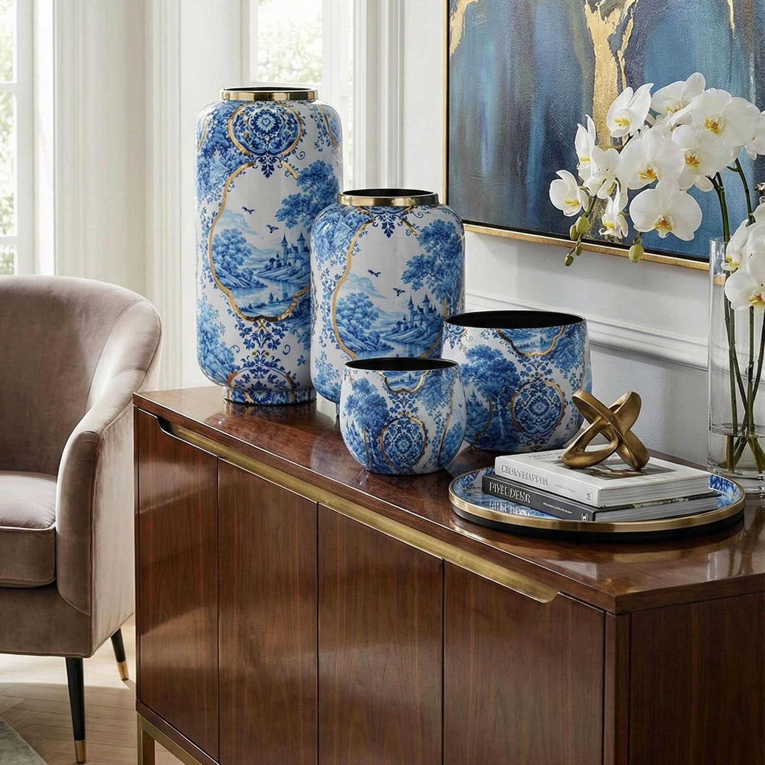 Blue Heritage Dekoratif Vazo 30cm - 2