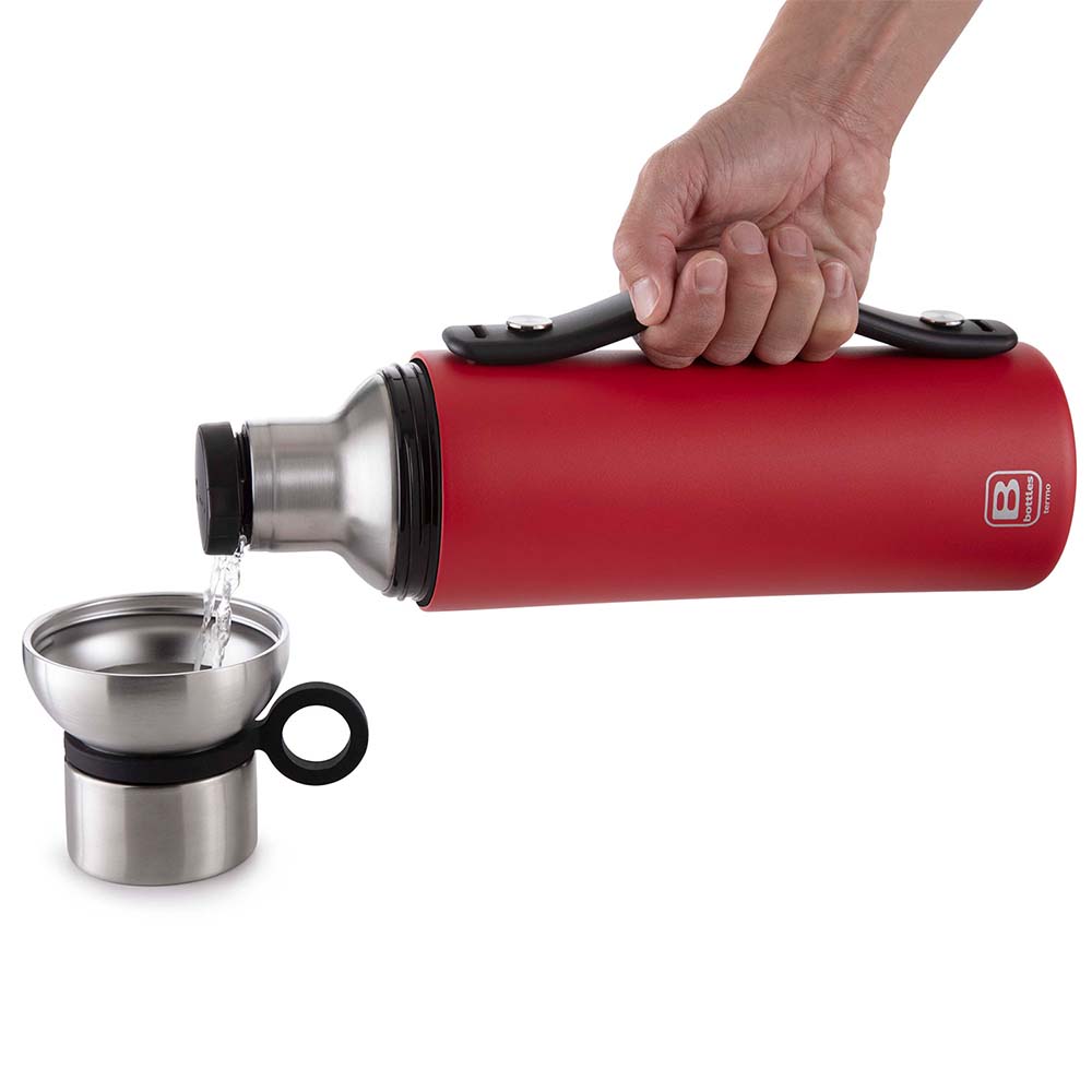 Bugatti Termo Taşıma Kulplu Paslanmaz Çelik Mat Kırmızı Termos 1500Ml - 4