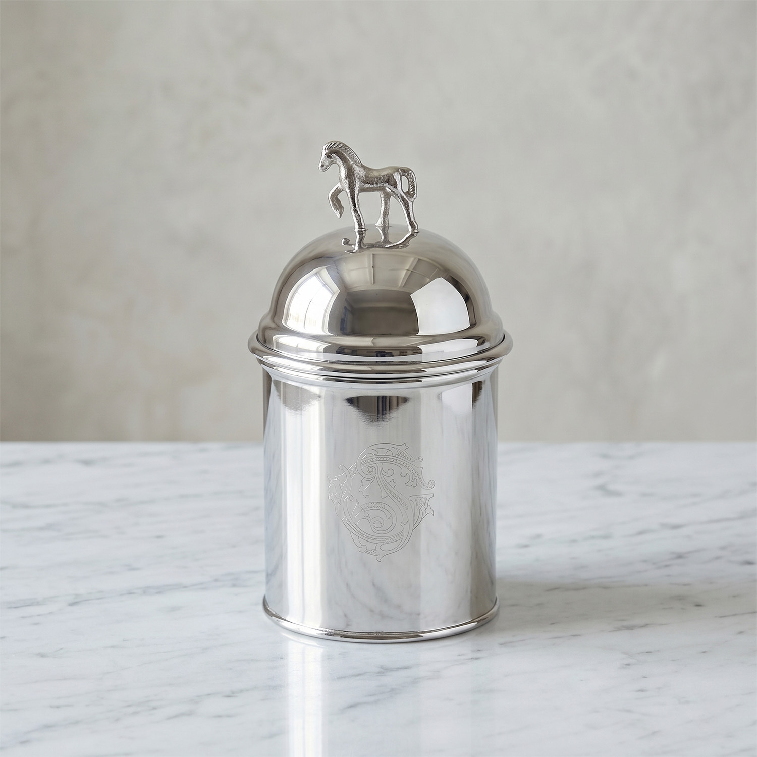 Dekoratif At Figürlü Paslanmaz Çelik Kavanoz 15 cm - 3