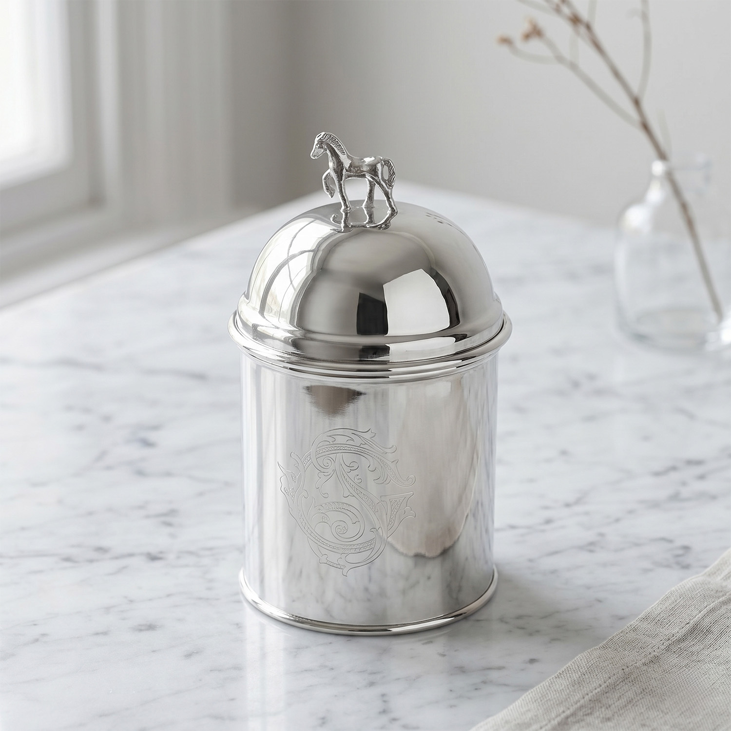 Dekoratif At Figürlü Paslanmaz Çelik Kavanoz 17 cm - 3