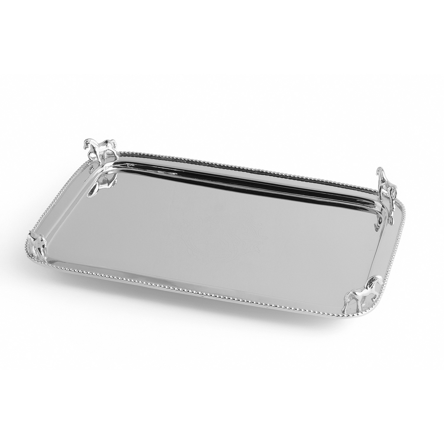 Dekoratif At Figürlü Paslanmaz Çelik Tepsi 28 cm - 1