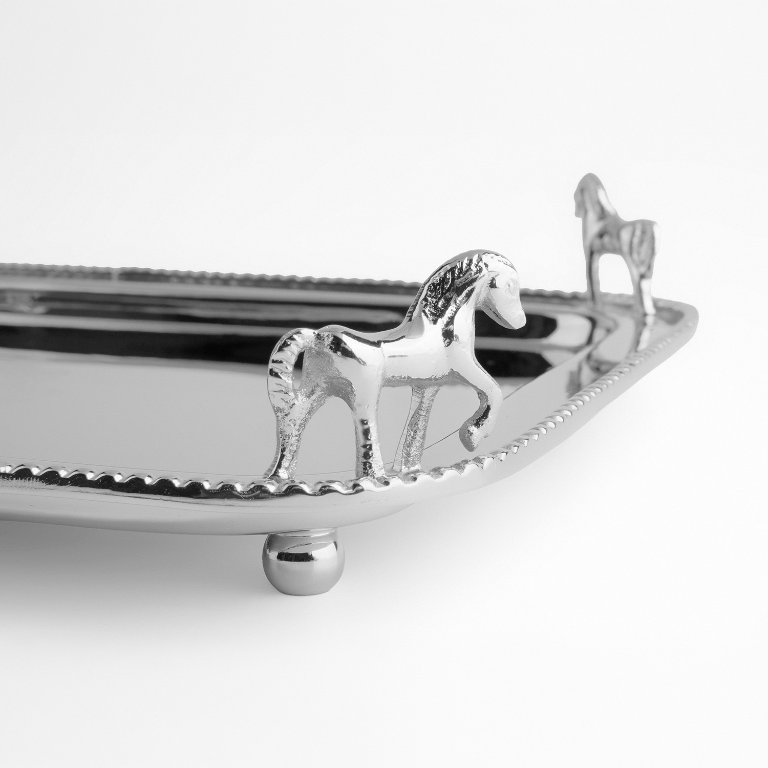 Dekoratif At Figürlü Paslanmaz Çelik Tepsi 28 cm - 2