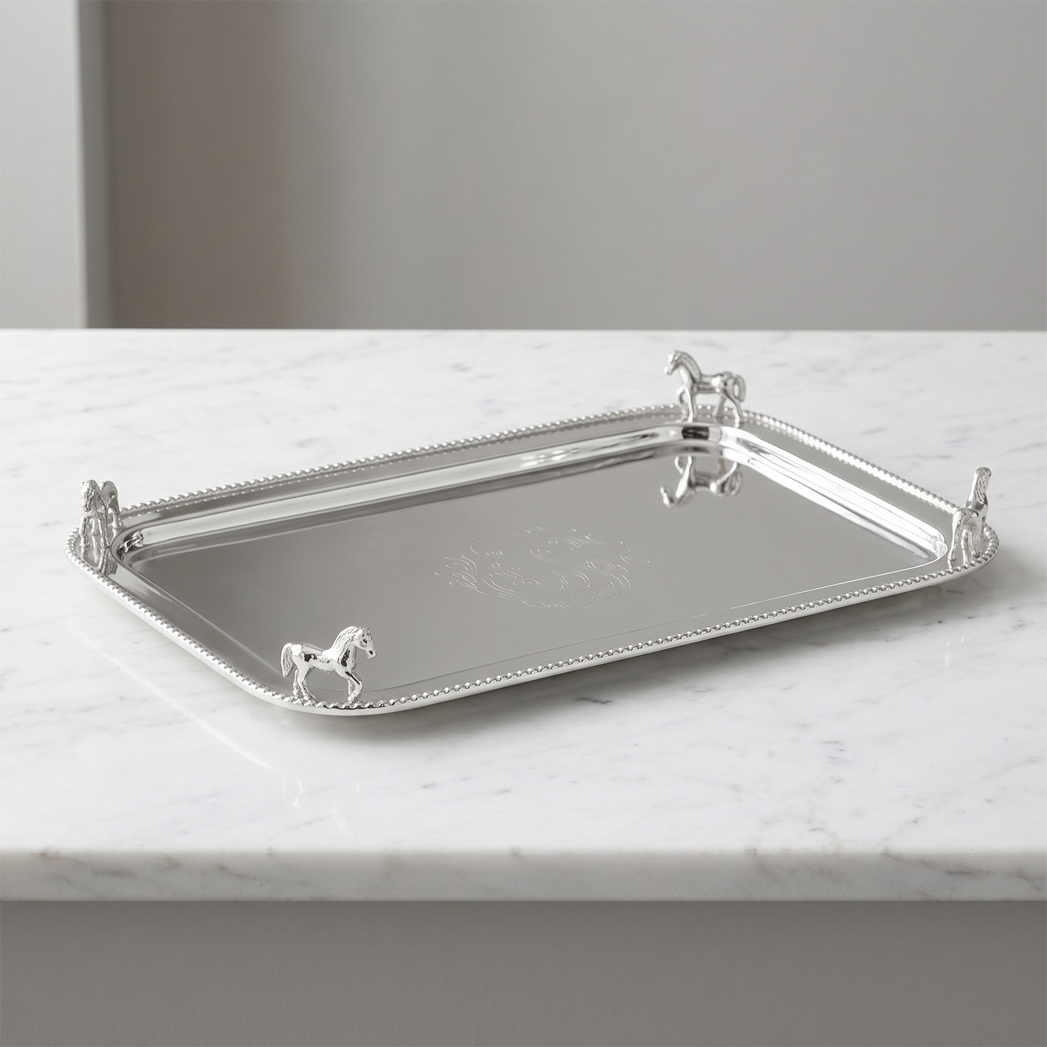 Dekoratif At Figürlü Paslanmaz Çelik Tepsi 28 cm - 3