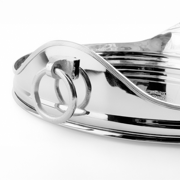 Dekoratif Derin Formlu Paslanmaz Çelik Büyük Tepsi 45 cm (1)